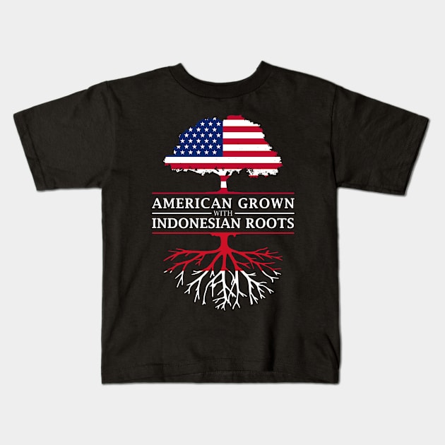 American Grown with Indonesian Roots - Indonesia Design Kids T-Shirt by Family Heritage Gifts